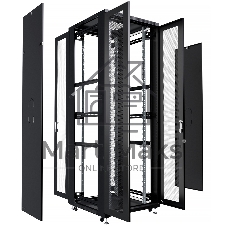 Шкаф серверный напольный Cabeus ND-05C-42U80/120-BK IP20, 42U, 2055х800х1200 мм (ВхШхГ), дверь: перфорация, боковая панель: сплошная, разборный, чёрный