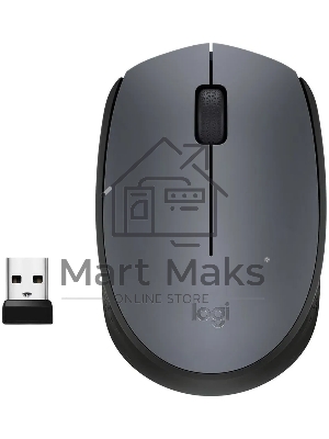 Мышь беспроводная Logitech M170 черный/темно-серый, 1000 dpi, радиоканал, USB, кнопки - 3