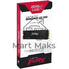 Накопитель SSD Kingston Fury Renegade, 2Tb, M.2(22x80мм), NVMe, PCIe 5.0 x4, 3D TLC, R/W 14700/14000Mb/s, IOPs 2 200 000/2 200 000, TbW 2000, DWPD 0.5 (12 мес)