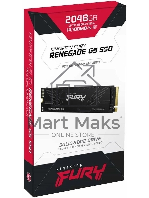 Накопитель SSD Kingston Fury Renegade, 2048Gb, M.2(22x80мм), NVMe, PCIe 5.0 x4, 3D TLC, R/W 14700/14000Mb/s, IOPs 2 200 000/2 200 000, TbW 2000, DWPD 0.5 (12 мес)
