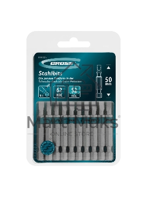 Бита Gross 113025 SL5,0х50 мм, сталь S2, шестигр., 10 шт.