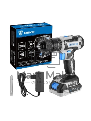 Дрель-шуруповерт Deko DKCID20FU-Li, 20 В, 2 Ач, 40 Нм, щеточный, ударный
