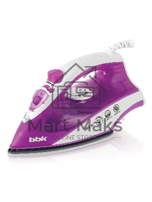 Утюг BBK ISE-1802 фиолетовый/белый, 1800 Вт, 20 г/мин, 60 г/мин, 180 мл