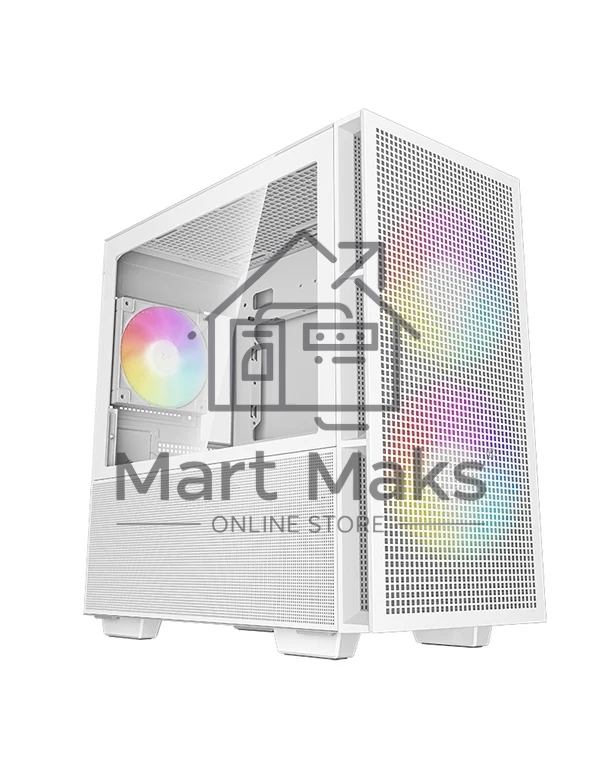 Компьютерный корпус Deepcool CH360 WH без БП, боковое окно (закаленное стекло), 2x140мм ARGB LED вентилятор спереди и 1x120мм ARGB LED вентилятор сзади, белый, mATX