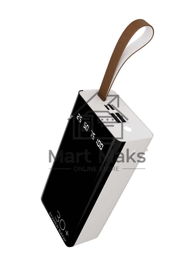 Портативный аккумулятор 30000mAh 2USB 2.1A More choice PB60-30, белый