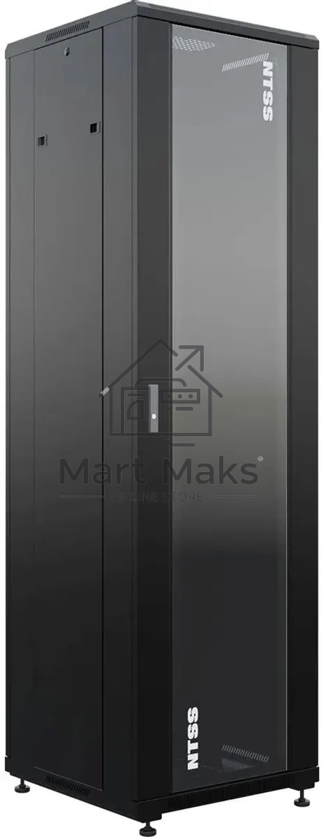 Шкаф коммутационный NTSS Премиум (NTSS-R42U6060GS-BL) напольный 42U 600x600мм пер.дв.стекл металл 900кг черный 510мм 86кг 1987мм IP20 сталь