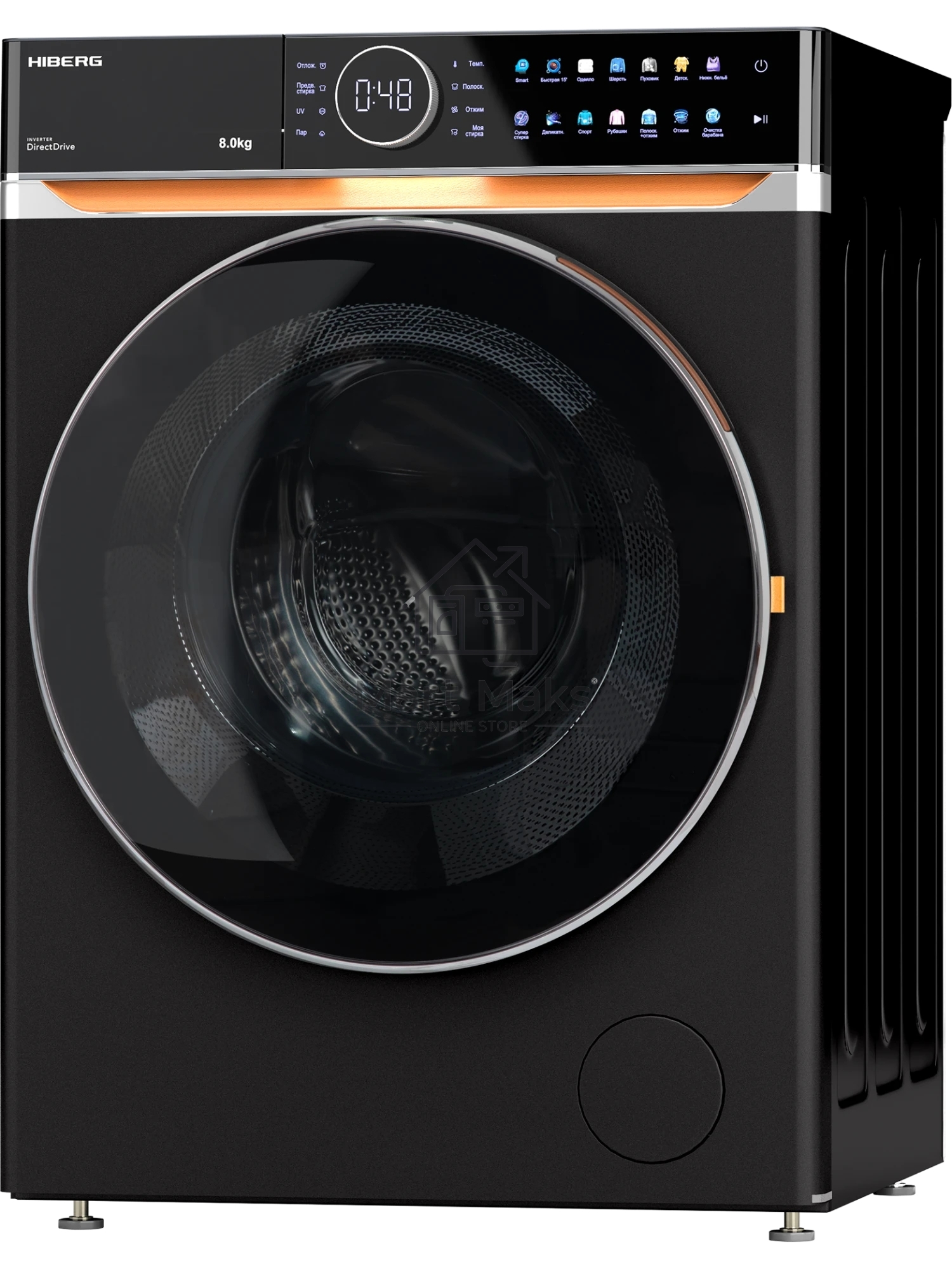 Стиральная машина HIBERG i-DDQ10 - 814 B черный матовый загр. фронтальная макс.: 8 кг 1400 об/мин класс: А+++