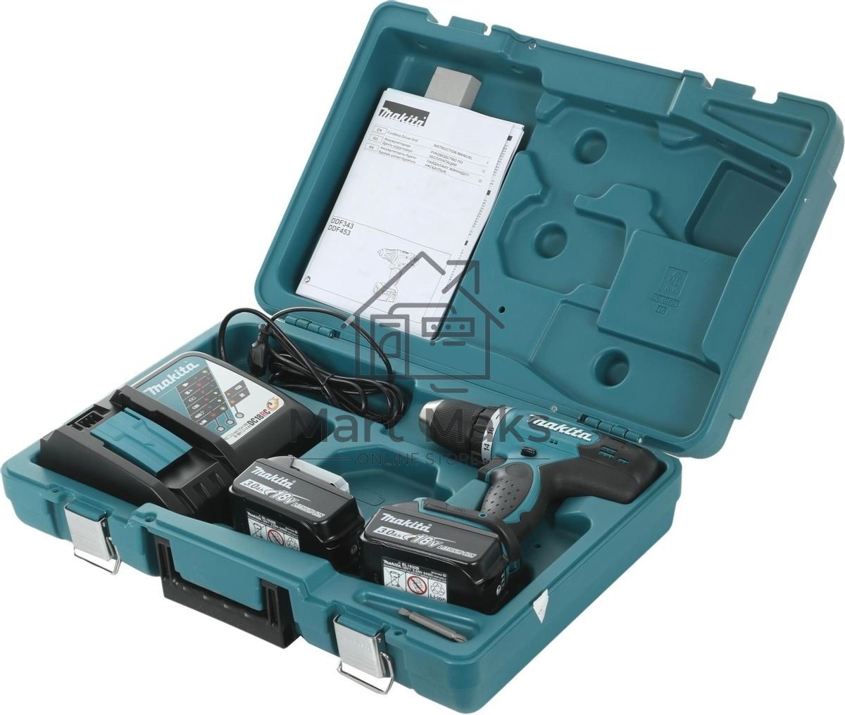 Дрель-шуруповерт аккумуляторная Makita DDF453RFE, Аккумуляторная, 18В, 2 АКБ, Кейс
