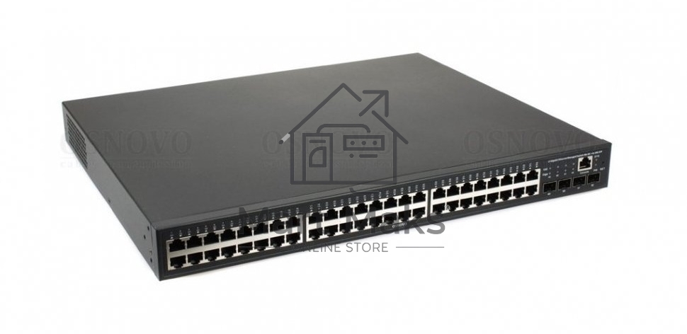 Коммутатор OSNOVO SW-48G4X-1L, 48×1 Гбит/с LAN + 4×10 Гбит/с SFP+, управляемый