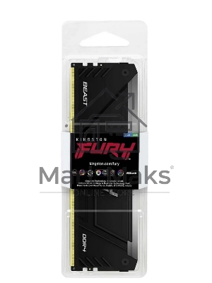 Оперативная память Kingston Fury Beast, DDR4, 16Gb (1x16GB), 3200MHz, CL16, DIMM, радиатор, RGB, черный