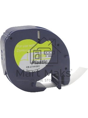 Картридж ленточный Cactus CS-LT-91201 черный шрифт, белый фон (12 мм, 4 м) для Dymo Letra Tag LT-100H