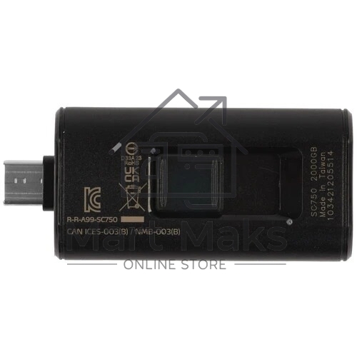 Твердотельный диск A-DATA External SC750 серый SC750-2000G-CCBK 2TB USB 3.2 Gen 2 Type-C, R/W -1050/1000 MB/s
