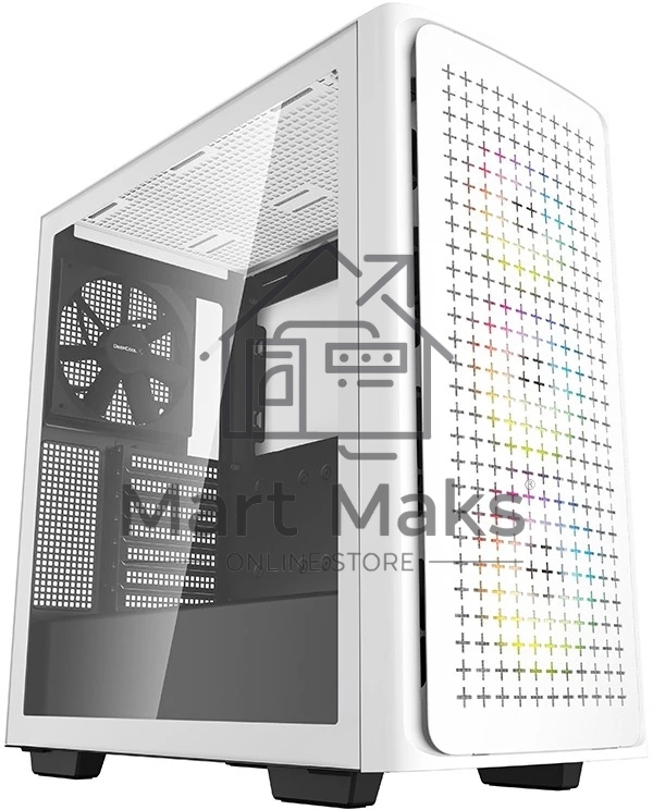 Компьютерный корпус Deepcool CK560 WH без БП, боковое окно (закаленное стекло), 3xARGB LED 120мм вентилятора спереди и 1x140мм вентилятор сзади, белый, ATX