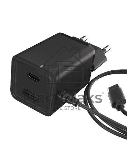 Сетевое зарядное устройство Maxvi A304T Type-C\USB 3A 15W + литой кабель Type-C 1.2м, черный