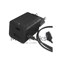 Сетевое зарядное устройство Maxvi A304T Type-C\USB 3A 15W + литой кабель Type-C 1.2м, черный
