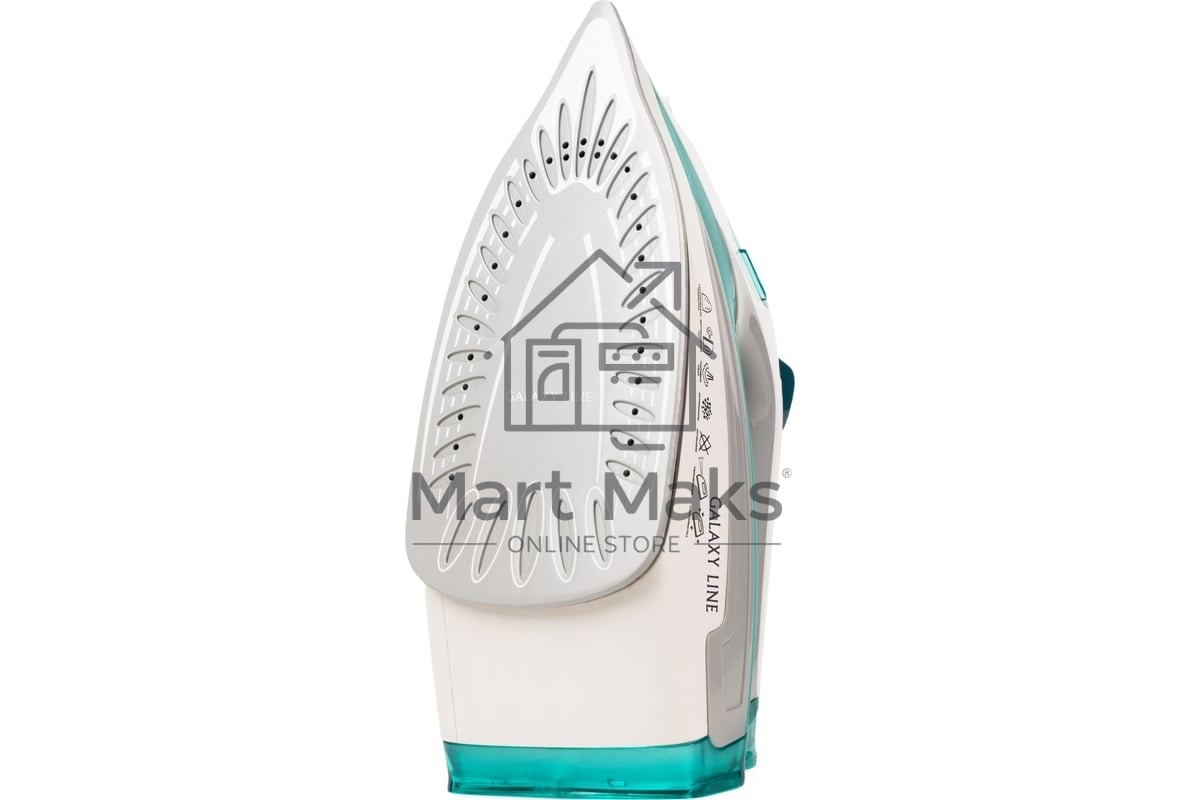 Утюг Galaxy Line GL 6127, бирюзовый, паровой, 2200 Вт, постоянный пар 50 г/мин, паровой удар 170 г/мин, функции: самоочистка, антикапля, антинакипь, функция увлажнения, вертикальное отпаривание, защита от перегрева, индикатор нагрева, керамическое покрыти