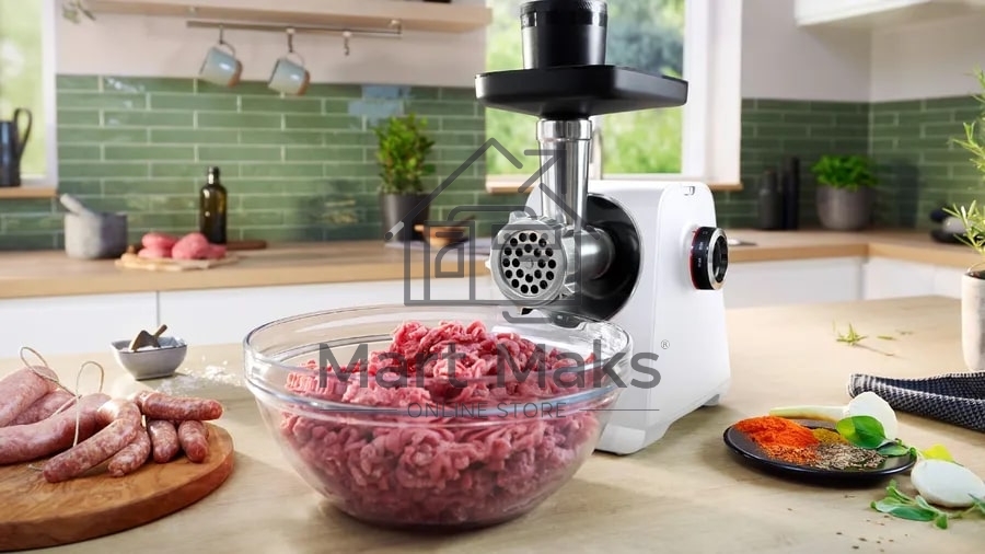 Мясорубка электрическая Bosch MFWS607W белый, 2100 Вт, 3.5 кг/мин, реверс, насадки - 4