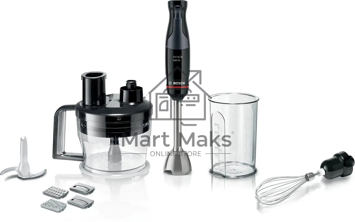 Блендер погружной Bosch MSM4B670 черный, 1000 Вт, плавная регулировка, турбо