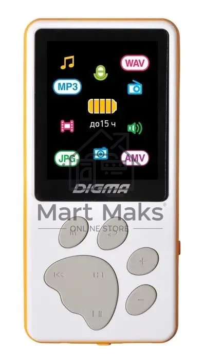 Плеер Hi-Fi Flash Digma S4 8Gb белый/оранжевый/1.8