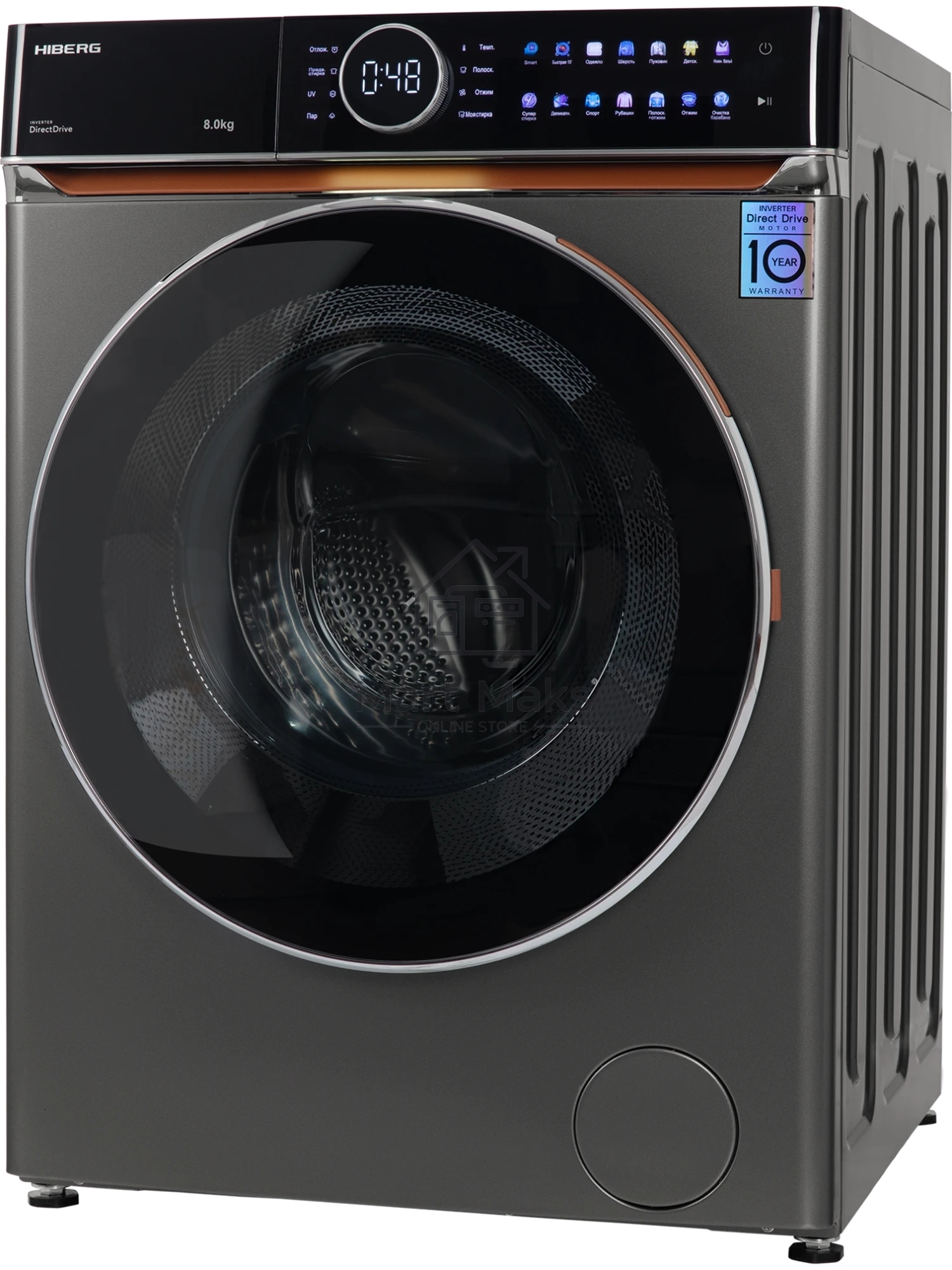 Стиральная машина HIBERG i-DDQ10 - 814 Sd Темно-серый загр. фронтальная макс.: 8 кг 1400 об/мин класс: А+++