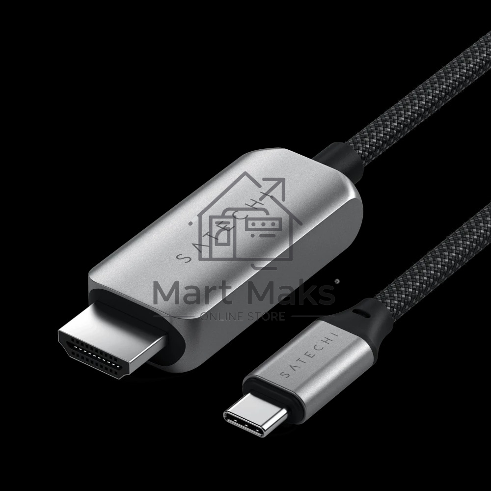 Кабель (переходник) Satechi ST-YH8KCM USB-C To HDMI 2.1 8K Cable, Поддержка 8K/60Hz, 2м, cерый
