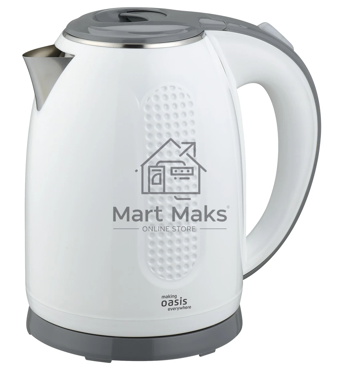 Чайник электрический Oasis K-6SPW белый+серый 1,7л. 2200Вт