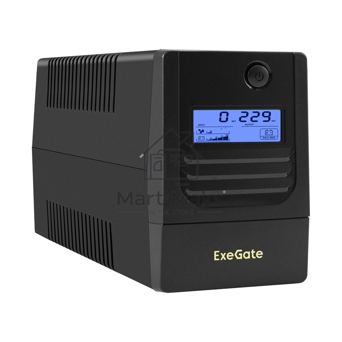 Источник бесперебойного питания ExeGate Smart LB-1000.LCD.AVR.4C13.USB (1000VA/650W, LCD, AVR, 4*C13, USB, батарея 12V 9Ah, черный)
