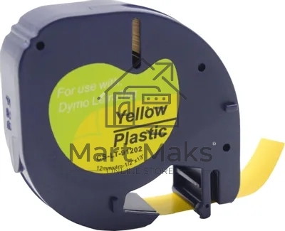 Картридж ленточный Cactus CS-LT-91202 черный шрифт, желтый фон (12 мм, 4 м) для Dymo Letra Tag LT-100H