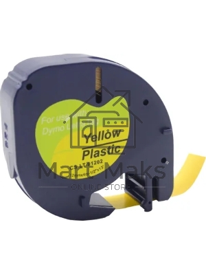 Картридж ленточный Cactus CS-LT-91202 черный шрифт, желтый фон (12 мм, 4 м) для Dymo Letra Tag LT-100H