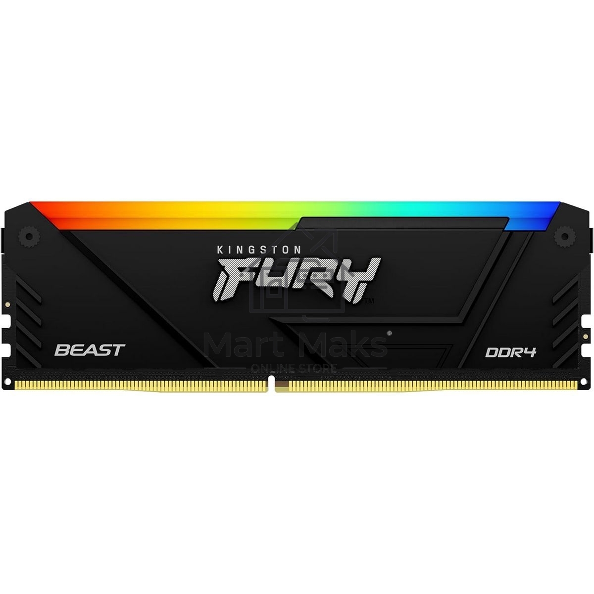 Оперативная память Kingston Fury Beast, DDR4, 128GB (4x32 GB), 3200 MHz, CL16, DIMM, с радиатором, RGB, черный