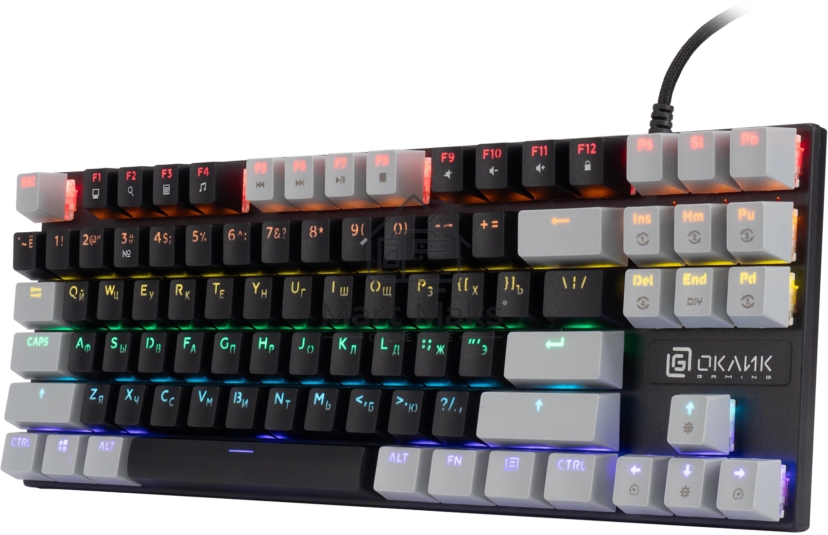 Клавиатура Оклик K600X механическая черный/серый USB Multimedia for gamer LED