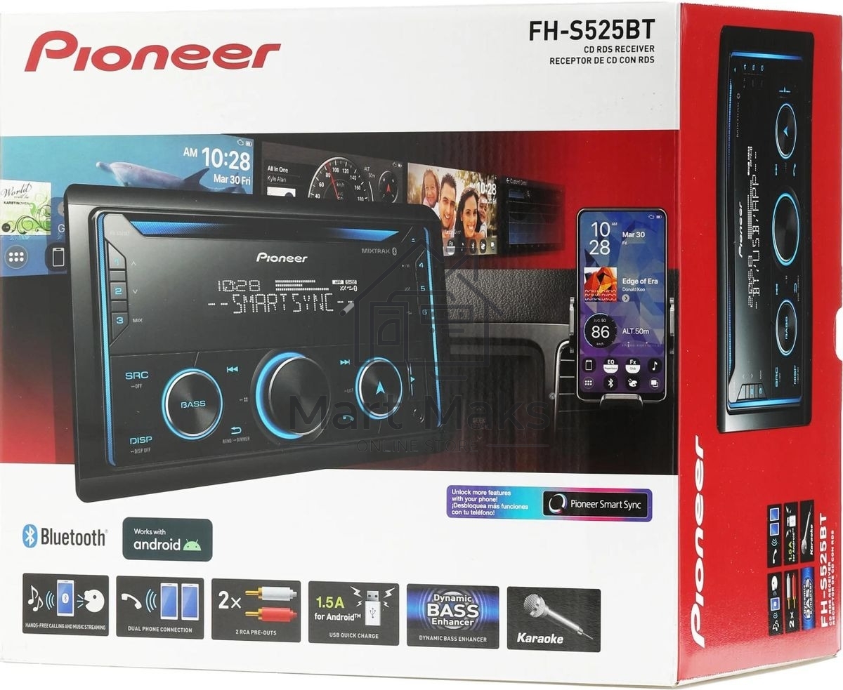Автомагнитола Pioneer FH-S525BT, 2 DIN, 6.2