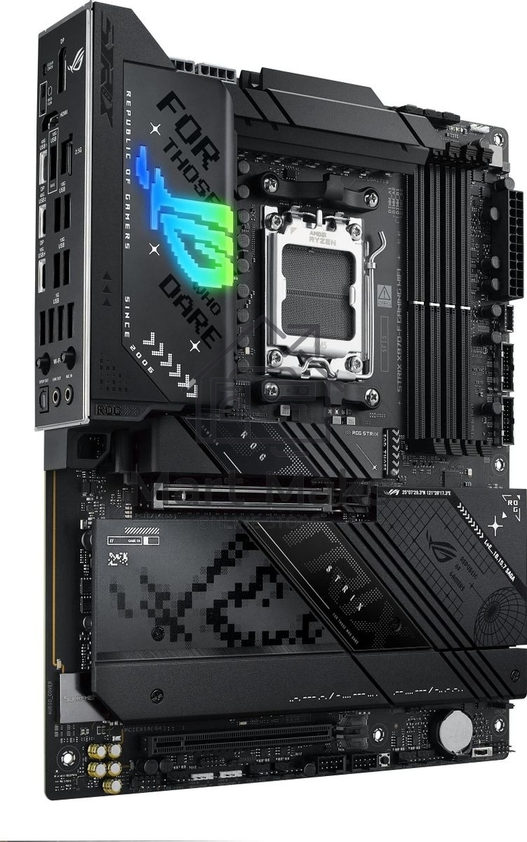 Материнская плата ASUS ROG STRIX X870-F GAMING WIFI, AM5, AMD X870, 4xDDR5, 2xSATA, 4xM.2, 1xPCI-E 5.0 x16, 1xPCI-E 4.0 x4, 1xHDMI, 1xDP, 2xUSB-C USB4, 1xUSB-C 10Gbps, 5xUSB-A 10Gbps, 4xUSB-A 5Gbps, 1x 2.5Gb LAN, 2x3.5 мм, 7.1, ATX