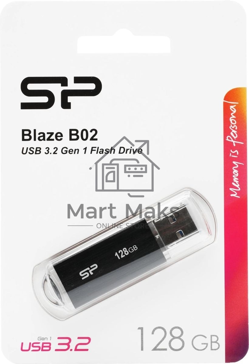 Флешка USB R/W Silicon Power R/W 128Gb Blaze B02 SP128GBUF3B02V1K USB3.1 черный