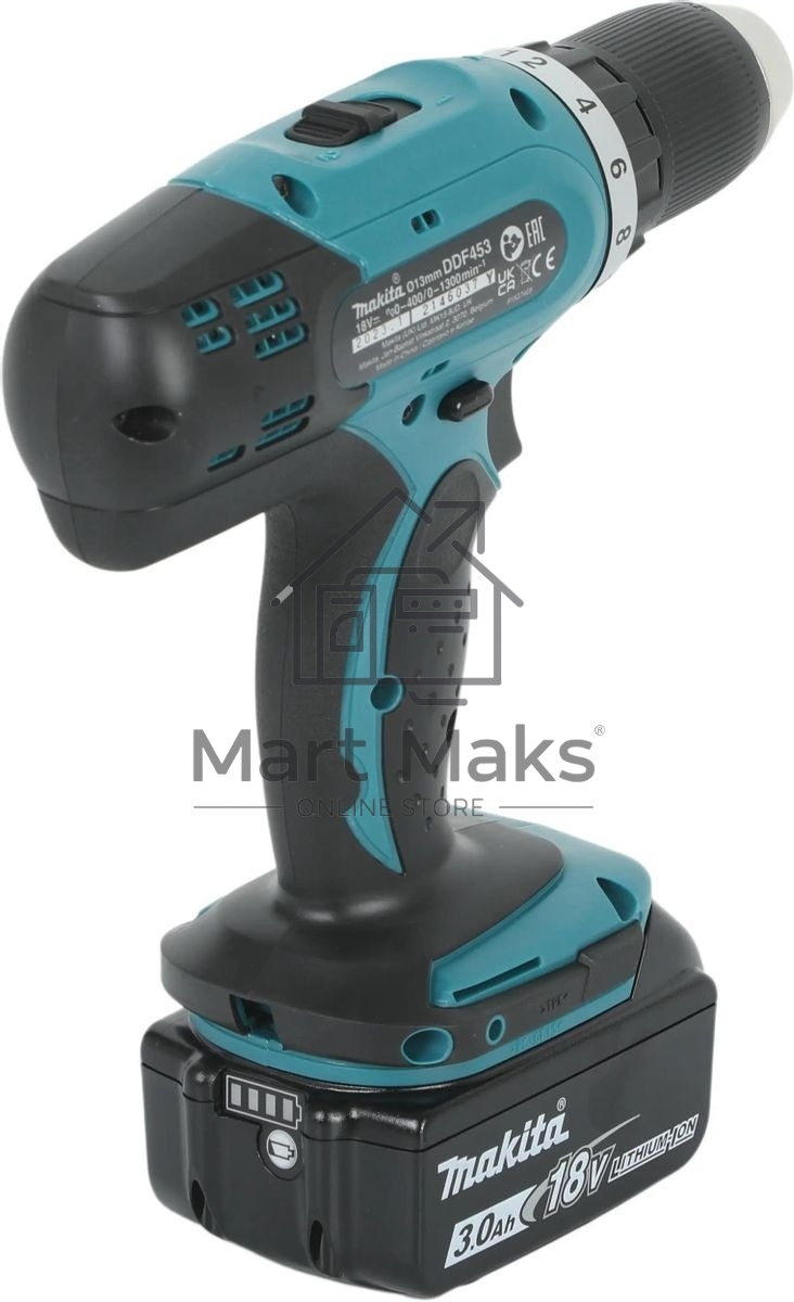 Дрель-шуруповерт аккумуляторная Makita DDF453RFE, Аккумуляторная, 18В, 2 АКБ, Кейс