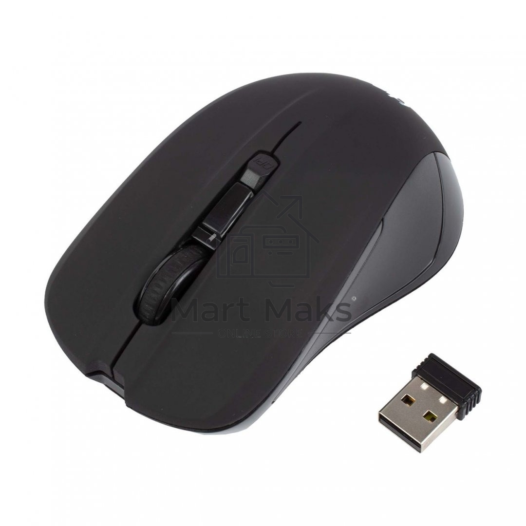 Мышь беспроводная HIPER HOMW-101, 1000-1600 dpi, оптический, 4 кнопки, Soft-touch покрытие, USB-приемник, 2,4 ГГц, батарея 1хАА, черный (HOMW-101)