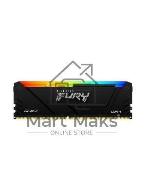 Оперативная память Kingston Fury Beast, DDR4, 16Gb (1x16GB), 3200MHz, CL16, DIMM, радиатор, RGB, черный