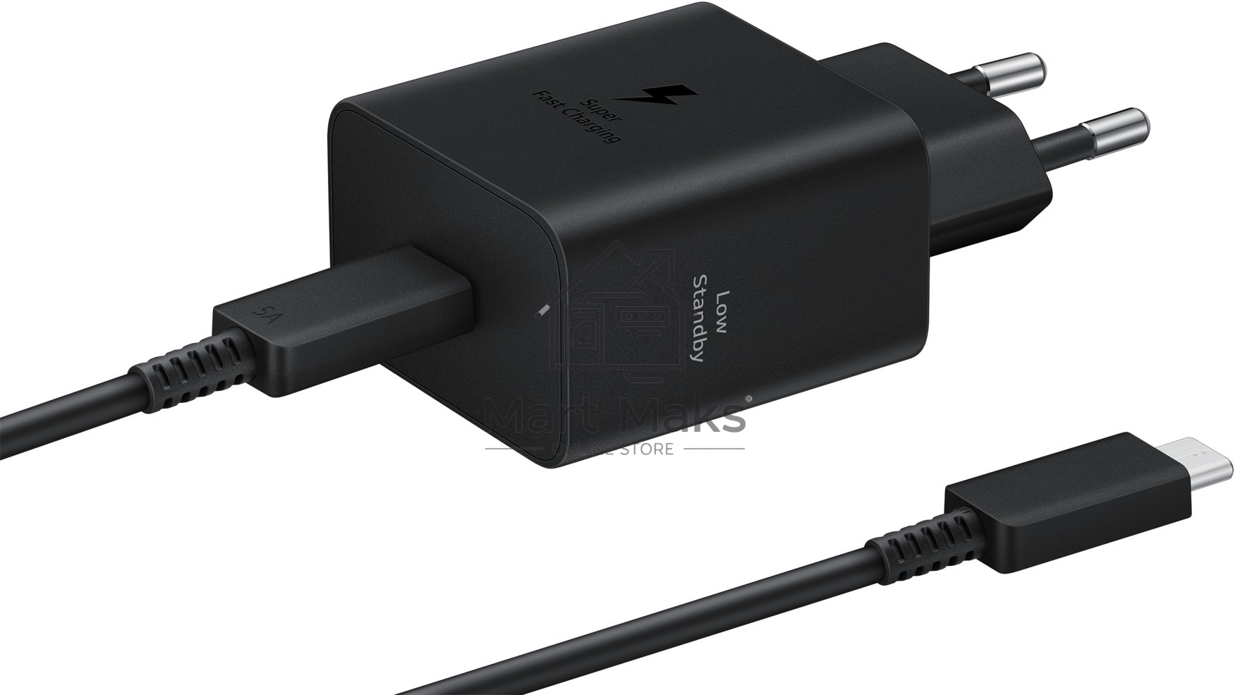 Сетевое зарядное устройство Samsung 45W (USB Type-C порт, кабель USB Type-C в комплекте), чёрное