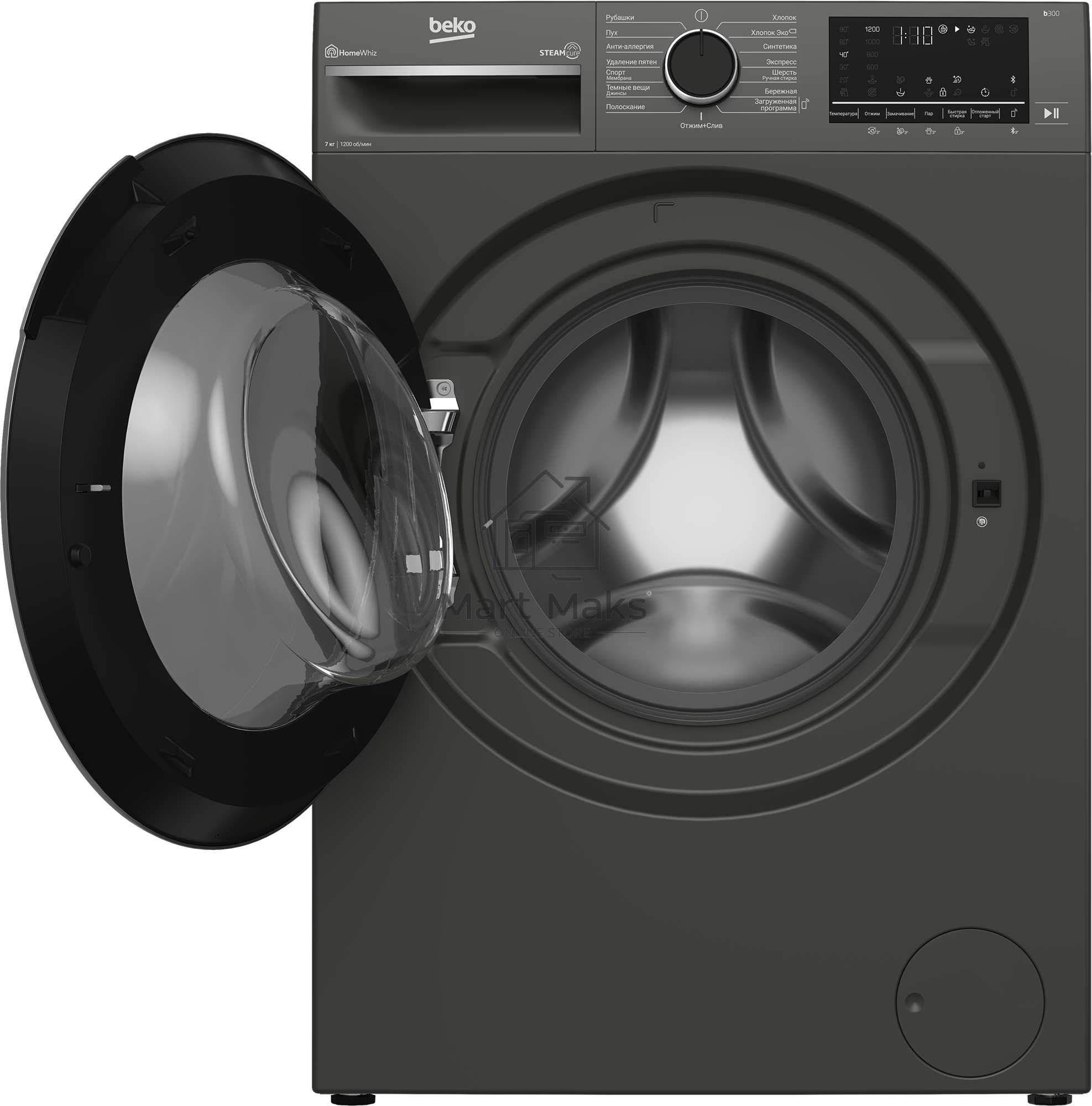 Стиральная машина Beko B3WFR572AB темно-серый, загрузка фронтальная 7 кг, 1200 об/мин., класс: А