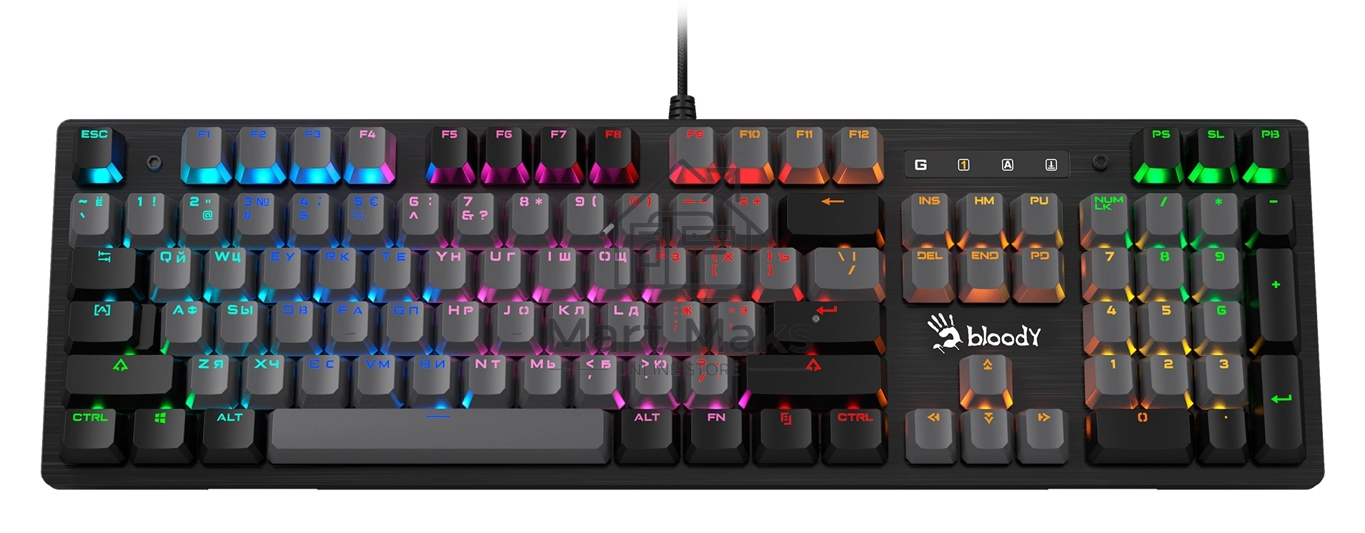 Клавиатура проводная A4Tech Bloody B828N USB черный/серый