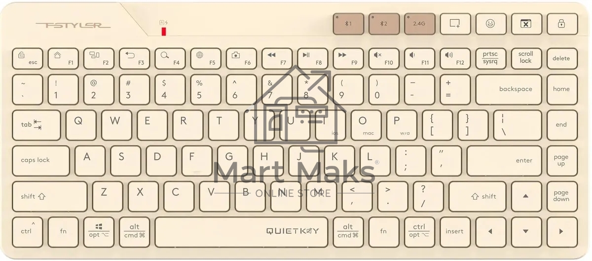 Клавиатура A4Tech Fstyler FBK26C AS беспроводная, USB, Bluetooth/Радиоканал, бежевый