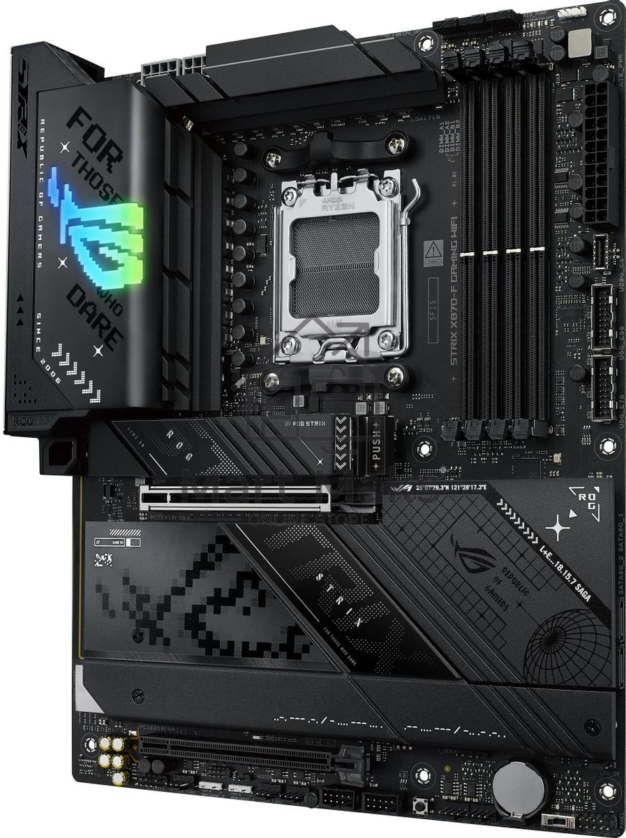 Материнская плата ASUS ROG STRIX X870-F GAMING WIFI, AM5, AMD X870, 4xDDR5, 2xSATA, 4xM.2, 1xPCI-E 5.0 x16, 1xPCI-E 4.0 x4, 1xHDMI, 1xDP, 2xUSB-C USB4, 1xUSB-C 10Gbps, 5xUSB-A 10Gbps, 4xUSB-A 5Gbps, 1x 2.5Gb LAN, 2x3.5 мм, 7.1, ATX