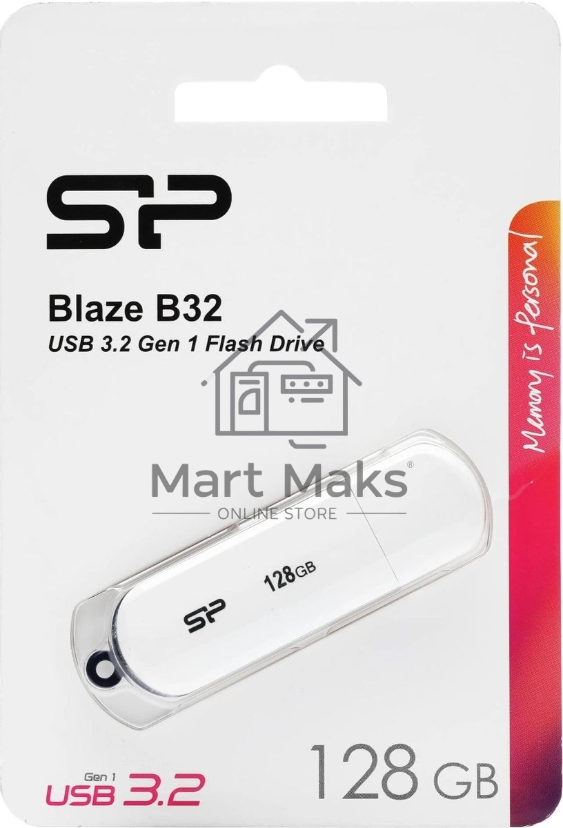 Флешка USB R/W R/W 128Gb Silicon Power Blaze B32, USB 3.2, белый
