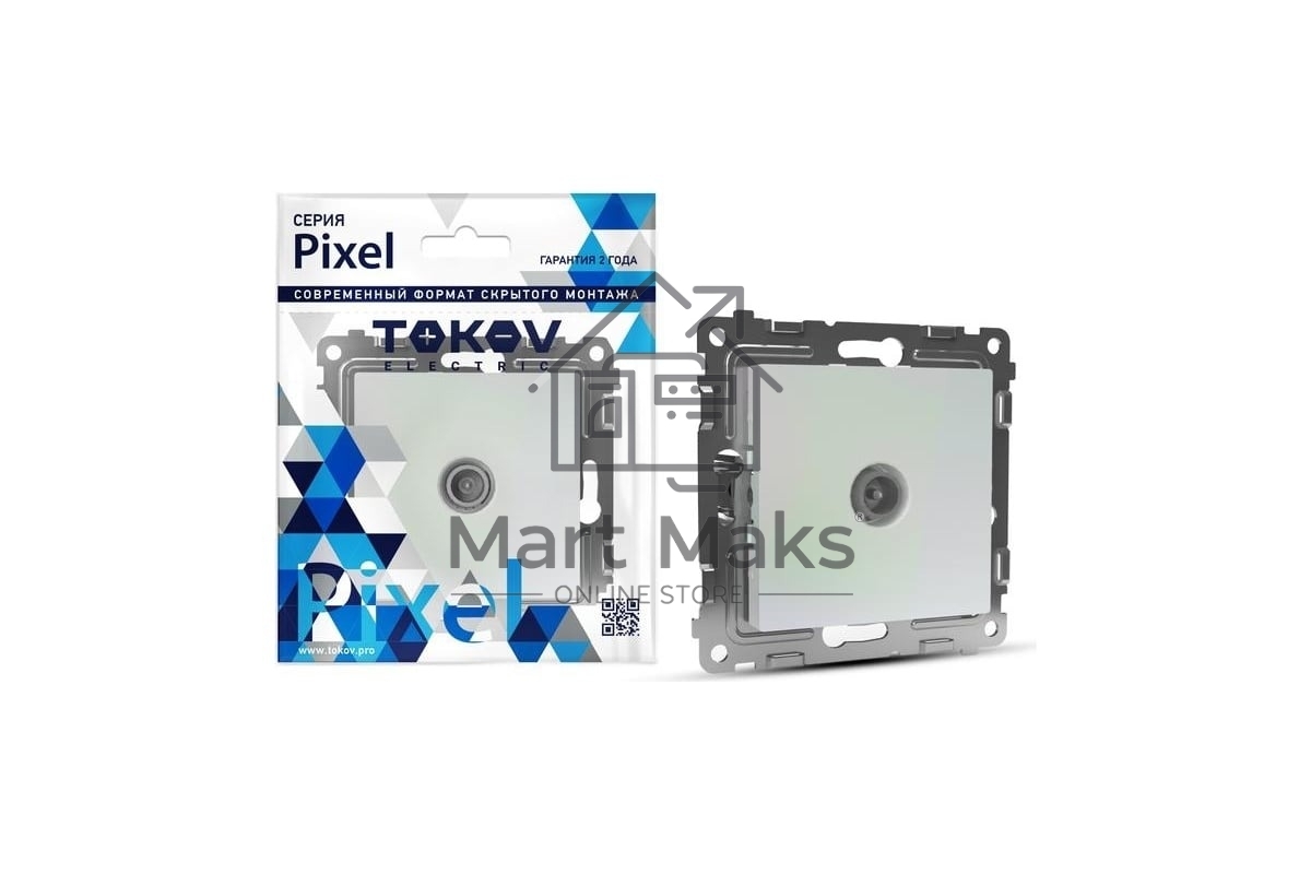 Розетка TV проходная СП Pixel 4DB механизм перламутр. TOKOV ELECTRIC TKE-PX-A1P-C04