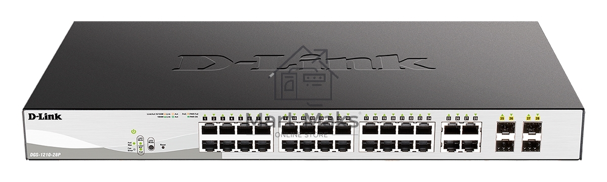Коммутатор D-Link DGS-1210-28P/F5A, 24×1 Гбит/с + 4×1 Гбит/с Combo, настраиваемый