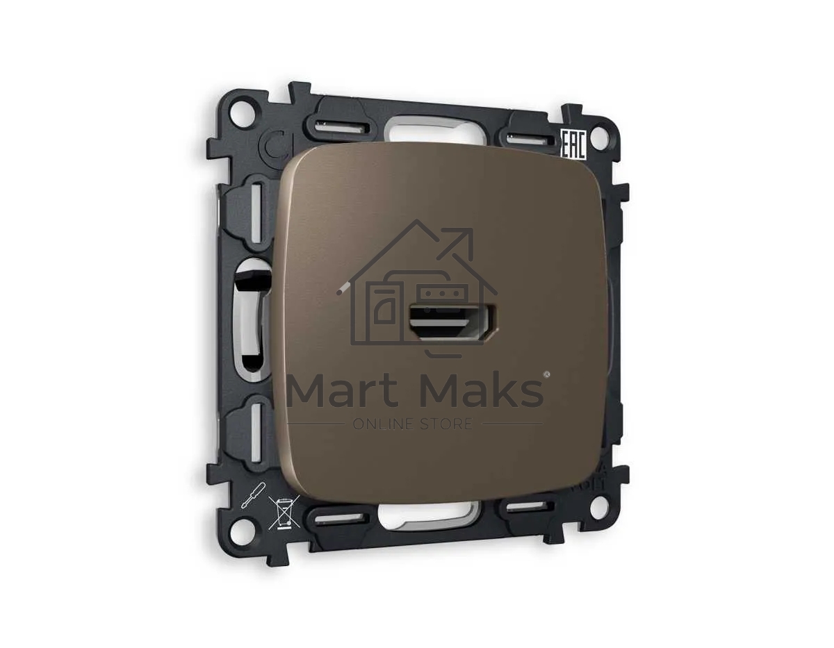 Комплект механизма розетки HDMI 2.0 OMEGA Темная бронза матовый 40V/500mA 2.0GHz 5-18Gbit/s QUANT (OP6440, VM222) MO644010