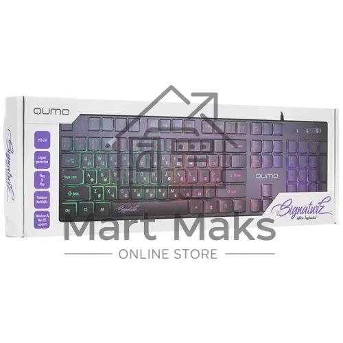 Клавиатура офисная Qumo Signature К69, проводная, 104, низкий ход клавиш, радужная подсветка
