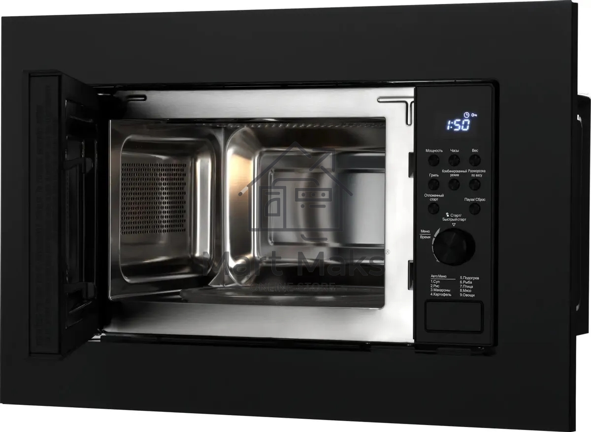 Микроволновая печь встраиваемая Weissgauff HMT-620 B Grill черный, 20 л, 700 Вт, переключатели - кнопки/поворотный механизм