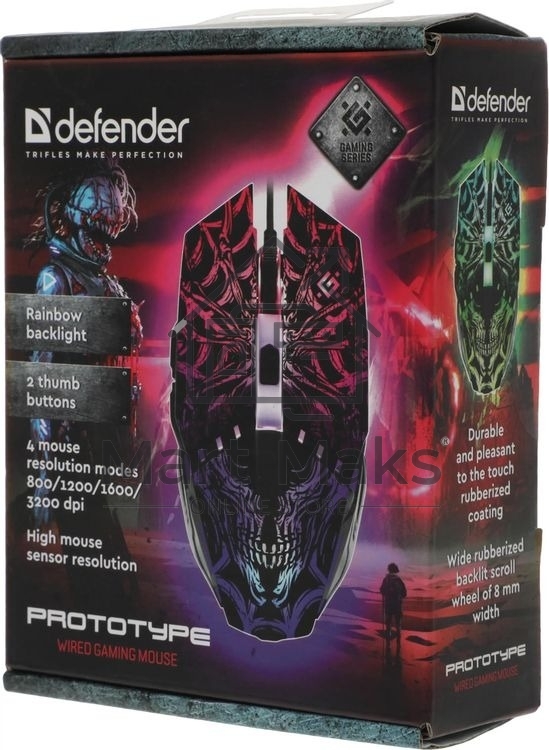 Мышь проводная Defender Prototype GM-670L черный, 2400 dpi, USB, кнопки - 6