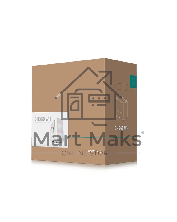 Компьютерный корпус Deepcool CH360 WH без БП, боковое окно (закаленное стекло), 2x140мм ARGB LED вентилятор спереди и 1x120мм ARGB LED вентилятор сзади, белый, mATX